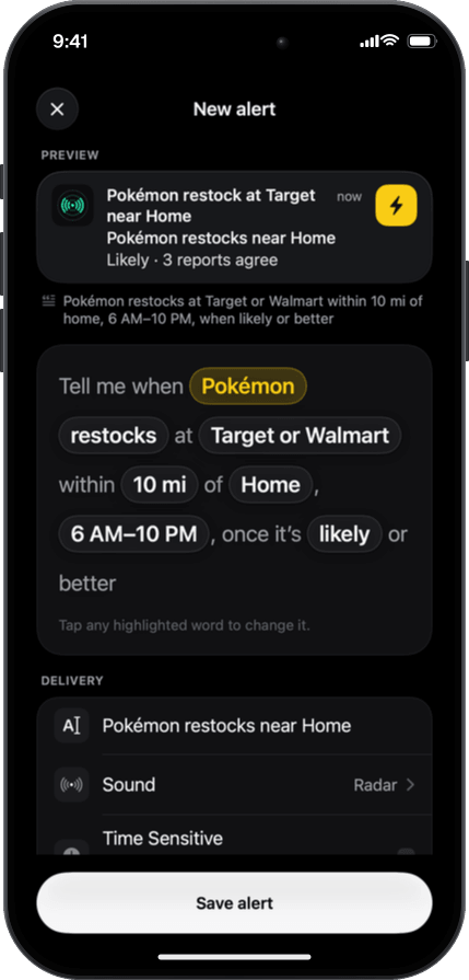 Alert composer screen