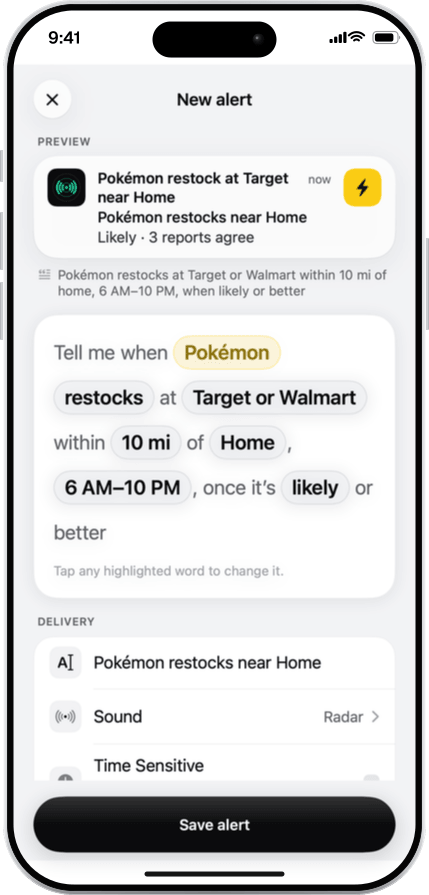 Alert composer screen