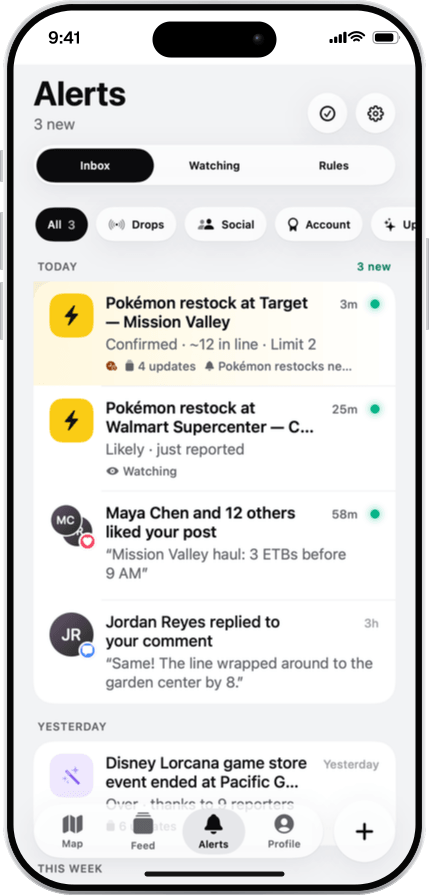Alerts screen